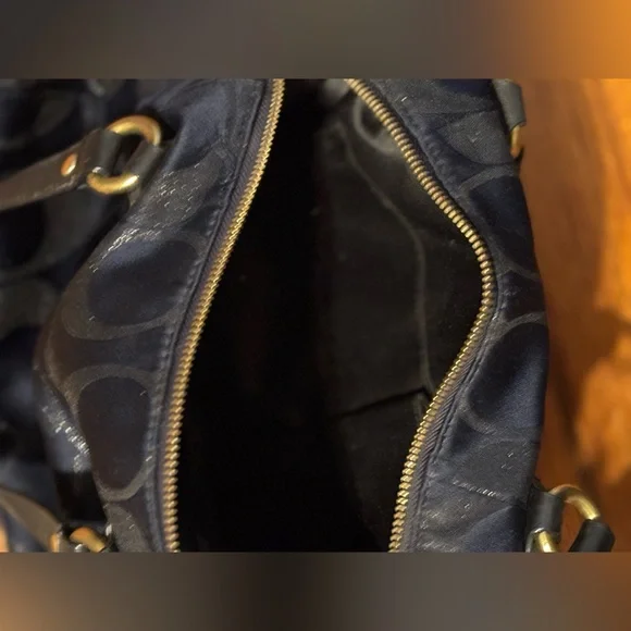 Coach logo navy and sparkle Elegant Black Handbag - Picture 3 of 4